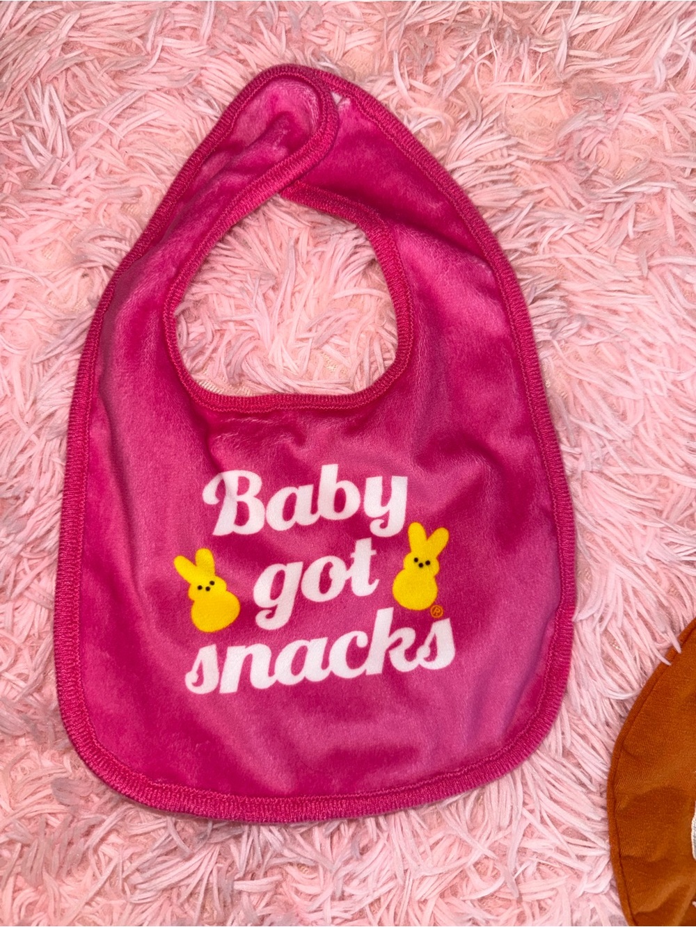 *New* Baby Got Snacks Pink Baby Bib Easter
